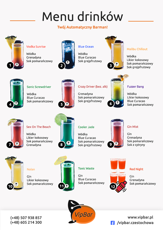 Menu 2: koktajle alkoholowe