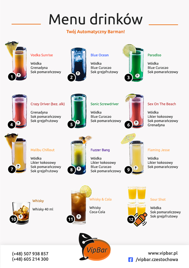 Menu 5: koktajle alkoholowe