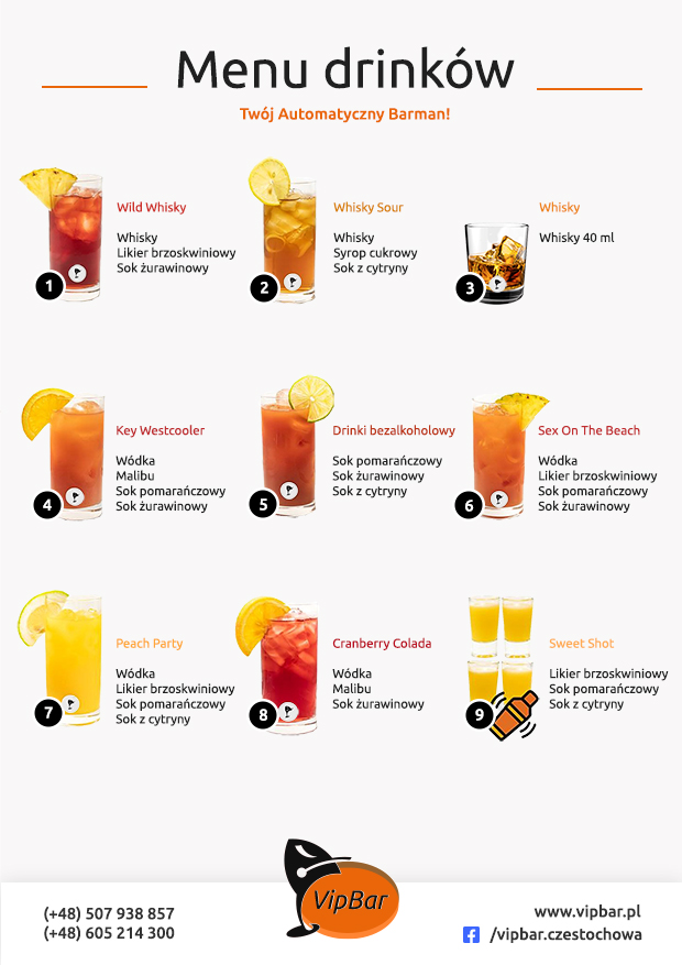 Menu 8: koktajle alkoholowe